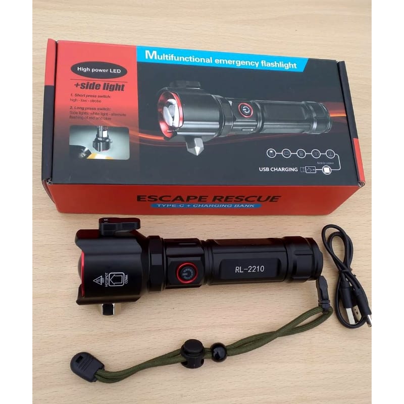 Rechargeable flashlight LED Flashlight USB C- Zoomable 4 modes Waterproof For camping, outdoors, emergencies